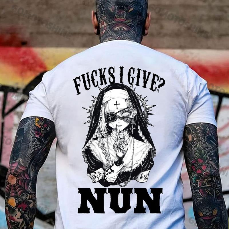 FUCKS I GIVE NUN Evil Tattooed Nun Print Men's T-Shirt Hoodie, Sweatshirt | HypeCrazeTee.com