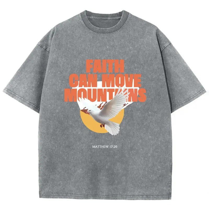 Faith Can Move Mountains Unisex Washed T-Shirt, Christian Tshirts, Christian Jesus  t shirts, Vintage 90s Graphic Tee...