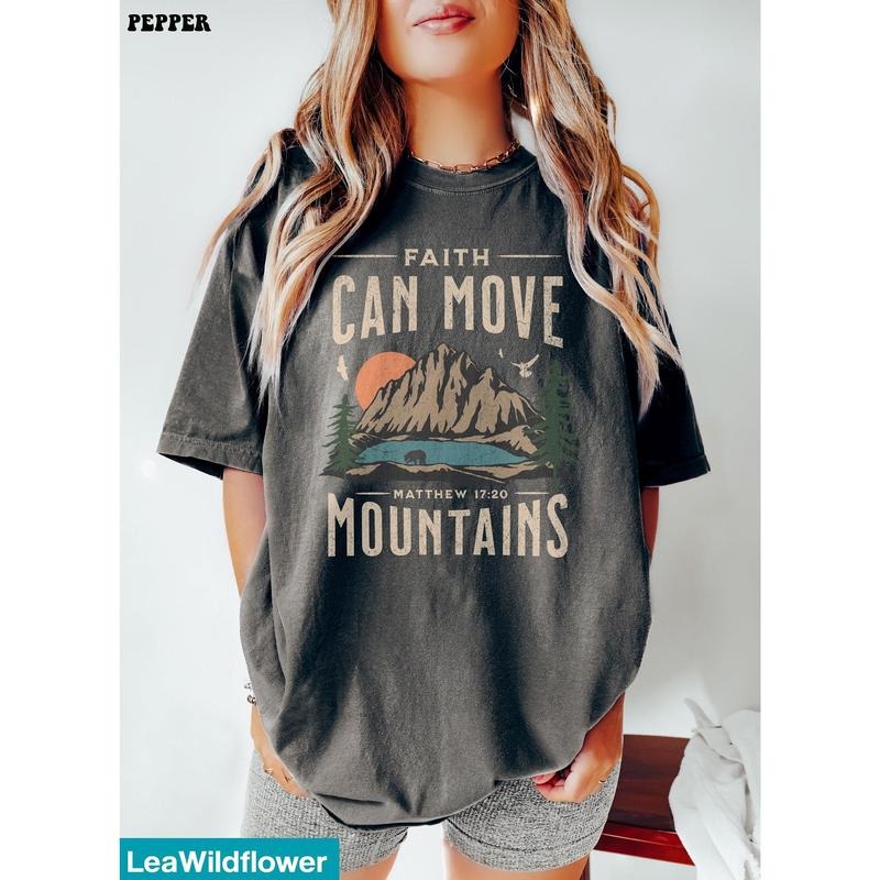 Faith Can Move Mountains Boho Christian Shirt Bible Verse Shirt Jesus Christian Shirt T-Shirts, Hoodie, Sweatshirt