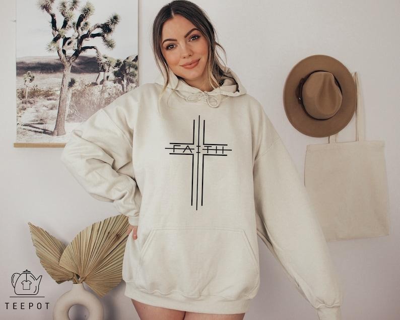 Faith Cross Sweatshirt, Christian Sweatshirt, Bible Verse Hoodie, Christian Gift, Jesus Sweatshirt, Gift for Him, Gift...