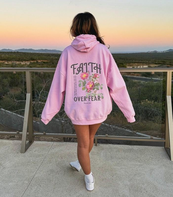 Faith Over Fear Christian Hoodie Psalm 118:6 Christian Merch Christian Sweatshirt Spiritual Sweatshirt Faith Based...