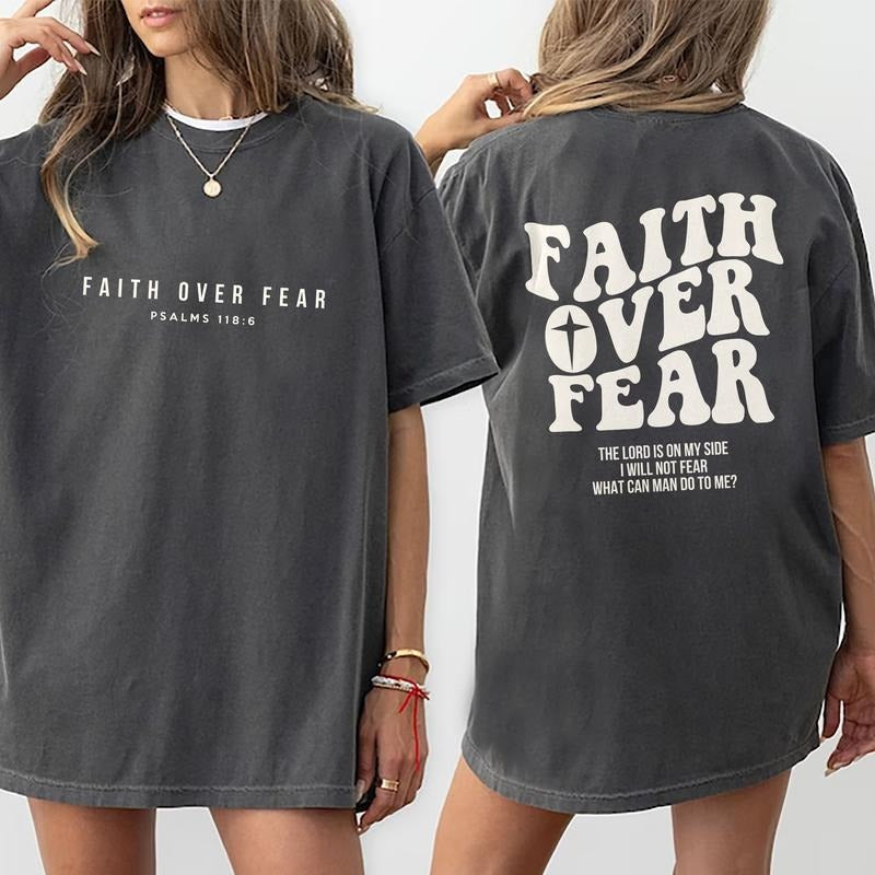 Faith Over Fear Christian Shirt Christian Cotton Fabric Christian Shirt Casual Bible Verse Spiritual Christian Top Comfort Fit Womenswear Shirt T-Shirts, Hoodie, Sweatshirt