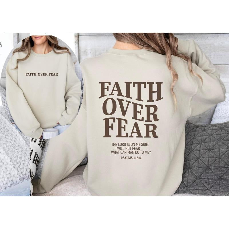Faith Over Fear Christian Sweatshirt-Hoodie,Christian Sweatshirt,Jesus Hoodie, Bible Verse Sweatshirt,Church...