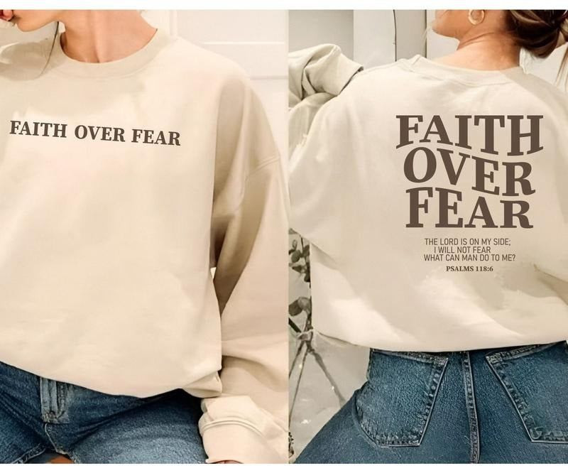 Faith Over Fear Christian Sweatshirt ,Christian Hoodie,Jesus Hoodie, Trendy Hoodie ,Bible Verse Sweater,Aesthetic Clothes...