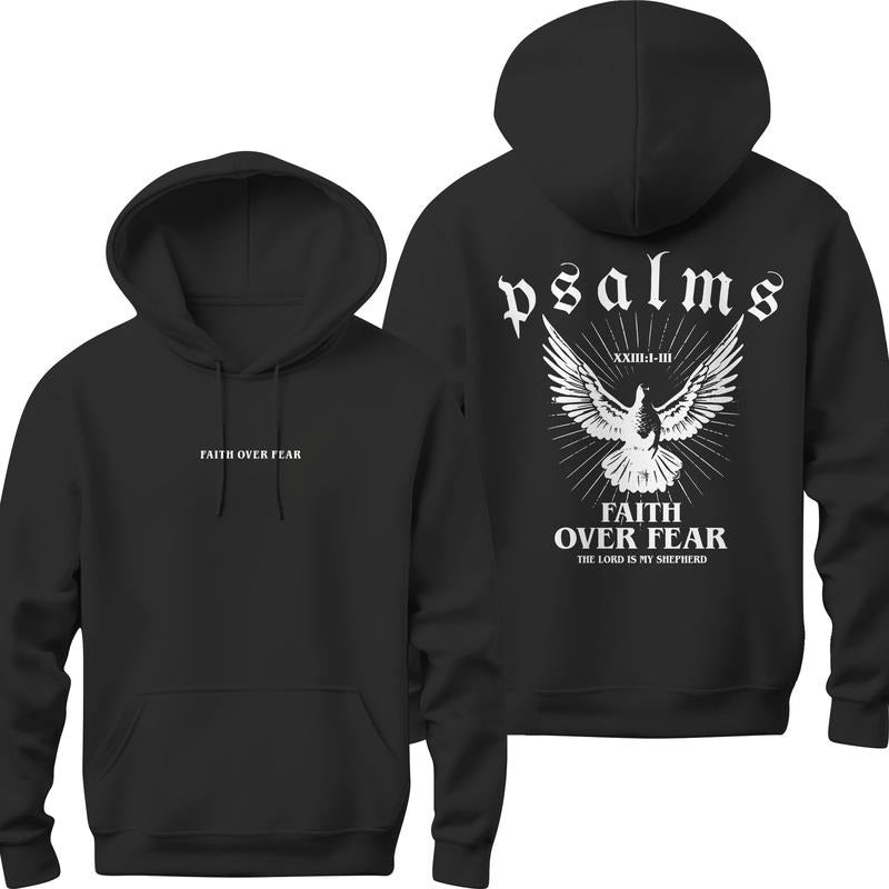 Faith Over Fear Hoodie Bible Verse Hoodie Christian Clothes Christian Merch Jesus Is King Motivational Hoodie Religious...