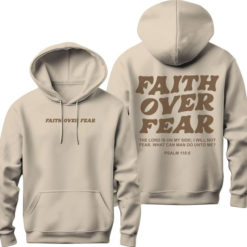 Faith Over Fear Hoodie, Christianity Religious Sweatshirt Gift, Trendy Aesthetics Christian Merch, Scriptural Bible Verse...