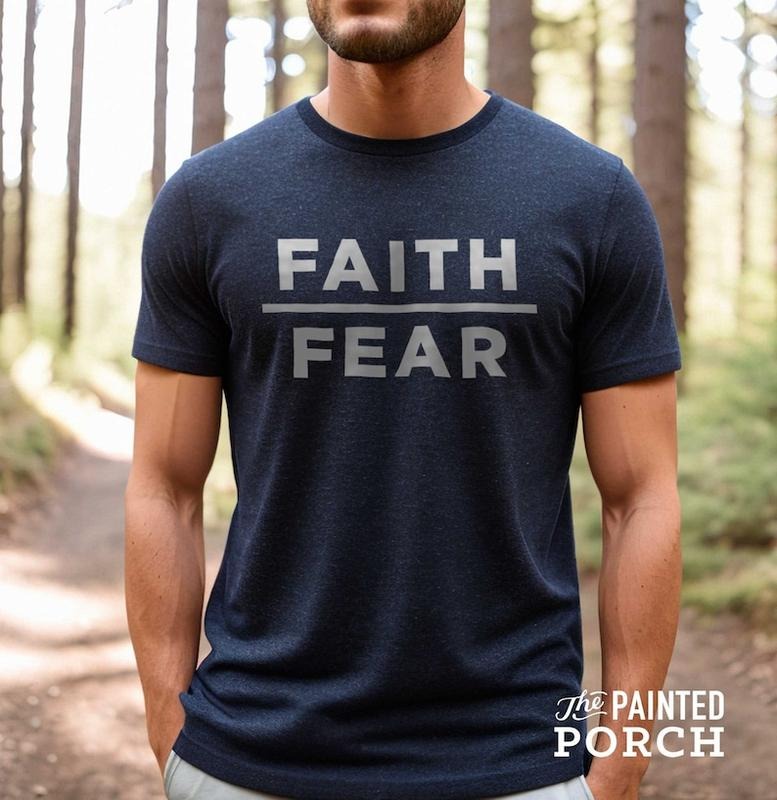 Faith Over Fear Mens Christian Shirt | Mens Christian Gifts, Faith Shirt, Cool Christian Shirts for Men, Trendy Christian...