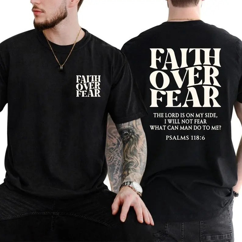 Faith Over Fear Tee Shirt, Christian T-Shirts, Jesus Shirt Classic Cotton Hoodie, Sweatshirt | HypeCrazeTee.com