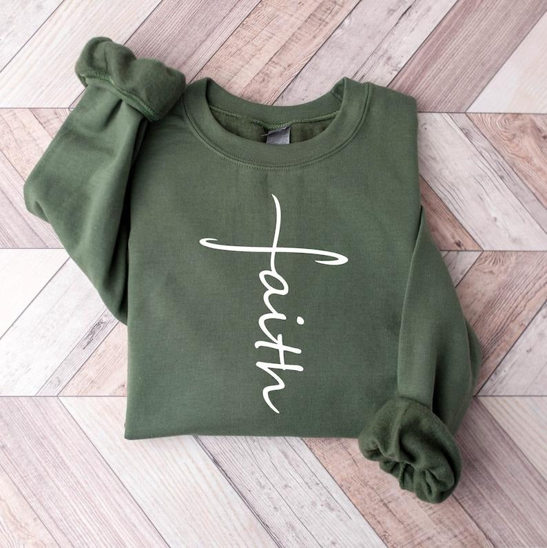 Faith Sweatshirt, Faith Cross Shirt, Christian Gift, Faith Gift, Christian Hoodie and Sweater; T-shirt | HypeCrazeTee.com
