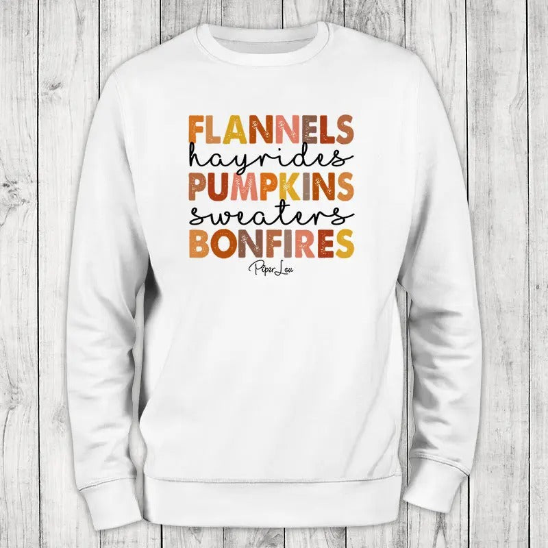 Fall | Flannels Hayrides Pumpkins Sweatshirt Classic Womenswear T-Shirts, Hoodie | HypeCrazeTee.com