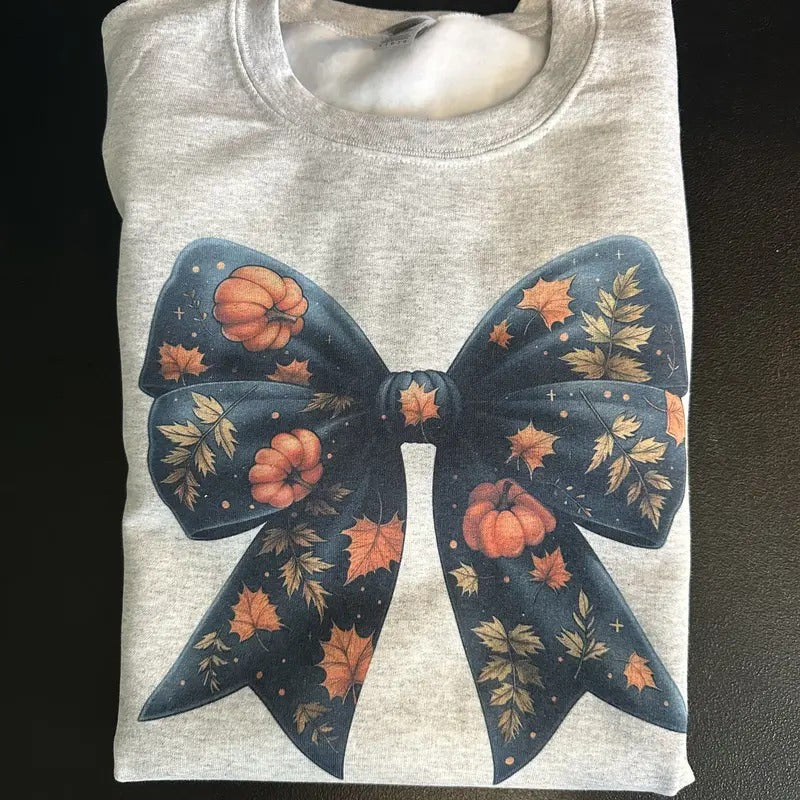 Fall Bow Coquette Women's Sweatshirt Pumpkin Bow T-Shirts, Hoodie | HypeCrazeTee.com