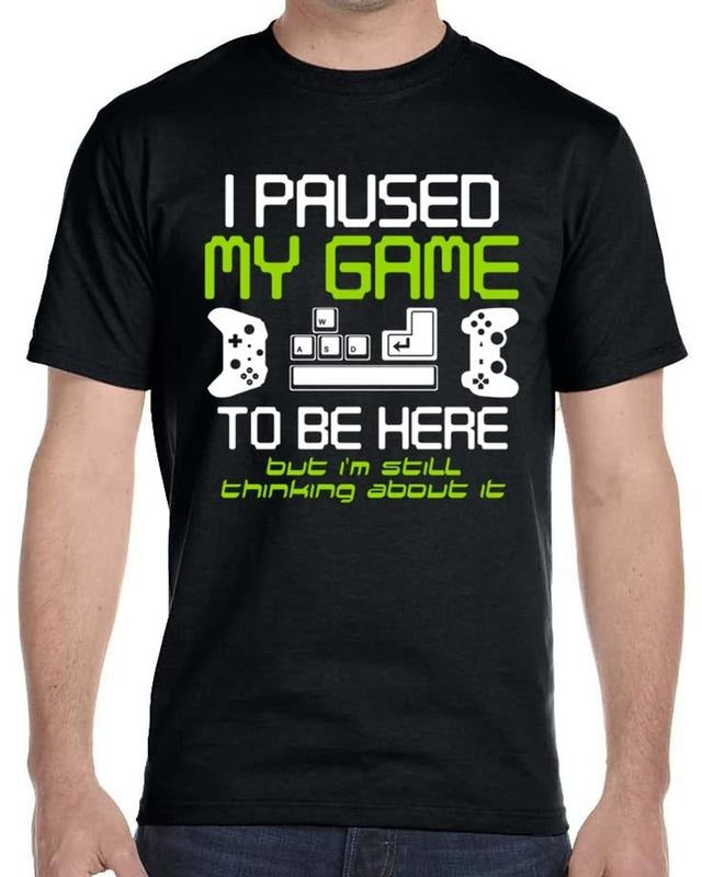 [100% Cotton] Men's Casual Crew Neck T-Shirt with Game Console Print - Soft Polyester, Machine Washable