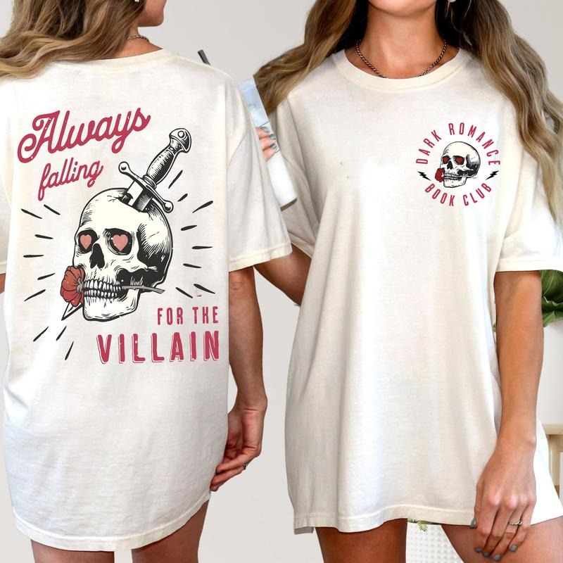 Falling for the Villain T-Shirt For Dark Romance Reader, Smut Reader Sweatshirt, Booktok Sweater, Morally Grey Hoodie,...