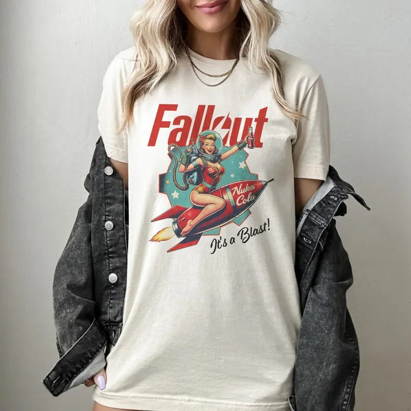 Fallout Nuka Cola Tee, Retro Gaming Appeal, Gaming Streetwear, Perfect Gift for Fans, Unisex Heavy Cotton Shirt, Gamer...