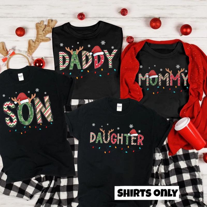 Family Christmas Matching T-shirt, Family Christmas Shirt, Cute Xmas Gift, Mom Dad Kids Holiday, Christmas Party Tee...