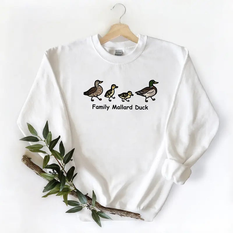 Family Mallard Duck Funny Unisex Tshirt, Pullover Sweatshirt Hoodie, Hunting Season lovers Duck, Cotton | HypeCrazeTee.com