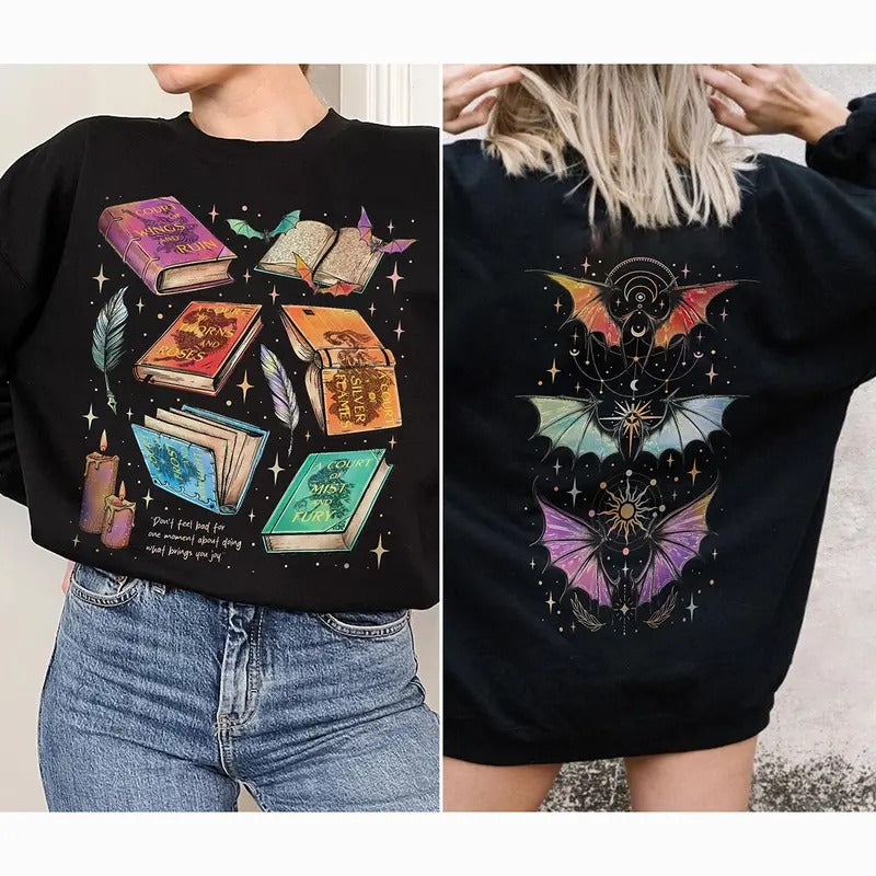 Fan ACOTAR Two Sided Bat Shirt Velaris Book Lover SJM Inspired Bookishstyle{N002}3 T-Shirts, Hoodie, Sweatshirt