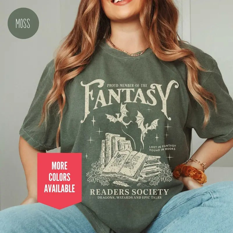 Fantasy Reader TShirt for Romance Reader Bookish Shirt for Bibliophile Vintage Reading Shirt for Women Gift for Book...