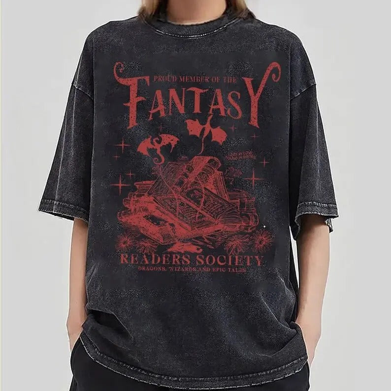 Fantasy Readers Society Shirt Bookish Shirt for Romance Readers Vintage Reading Shirt for Women Gift Book Lover Bookish...