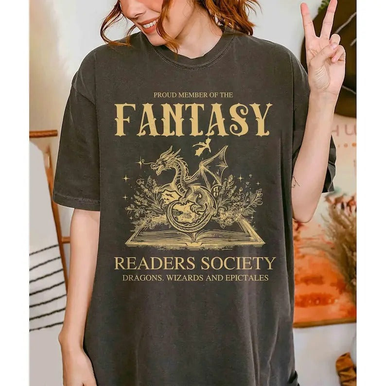 Fantasy Readers Society Shirt, Readers Vintage, Reading Shirt for Women, Bookish Shirt for Romance, Gift for Book Lovers,...
