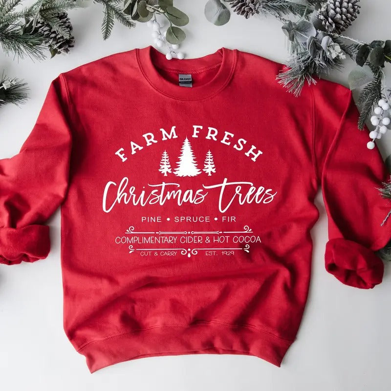 Farm Fresh Christmas Trees Shirt, Pine Spruce Fir, Christmas Gift Ideas, Holiday Shirt, Christmas 2024 Sweatshirt ,...
