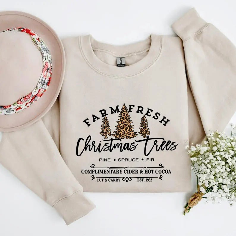 Farm Fresh Christmas Trees Shirt, Pine Spruce Fir, Christmas Gift Ideas, Holiday Shirt, Christmas Sweatshirt, Unisex...