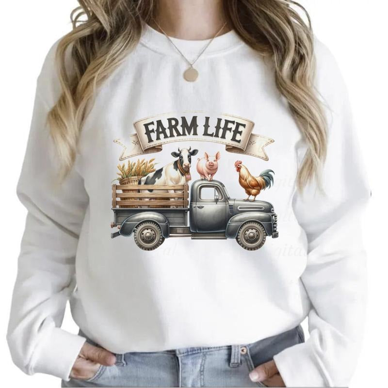Farm Life Sweatshirt Farm Animals Western T-shirt Cow Country Hoodie Unisex | HypeCrazeTee.com
