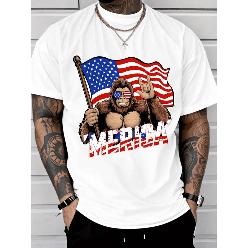 Fashion - Forward American T - Shirt: Rock a Unique Look with a Patriotic Gorilla and Catchy Slogan for a Stand