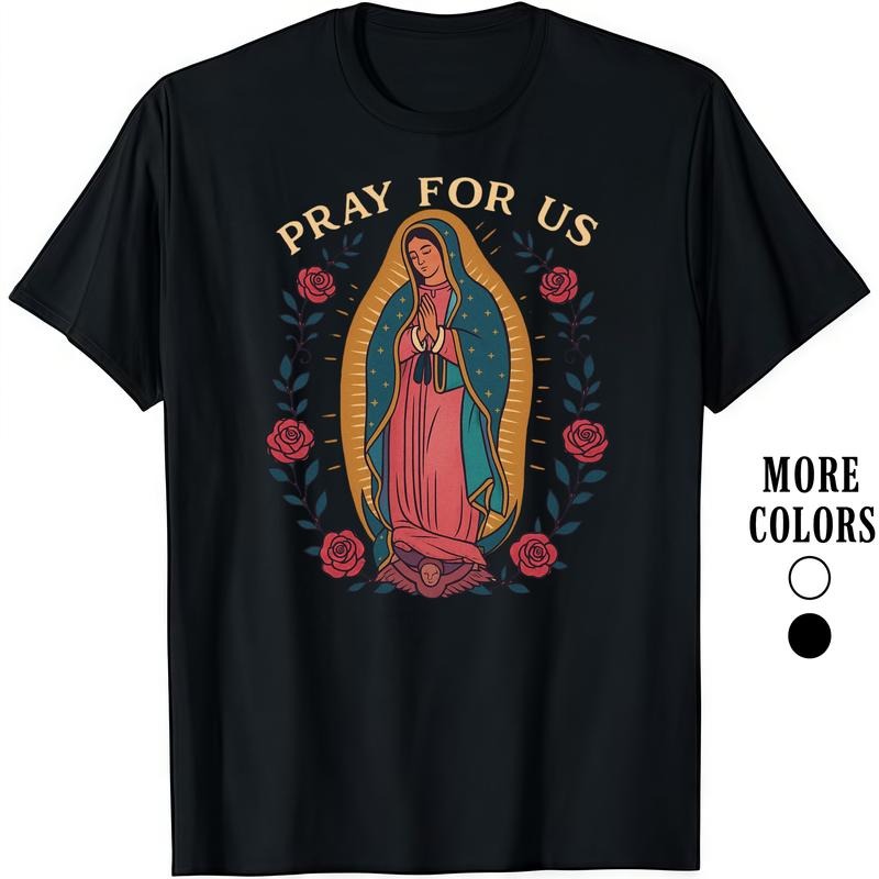Fashion Designer T-Shirts Cotton Graphic Tees Pray For Us Tee Embrace Faith Serenity Men's Gifts Top Streetwear Menswear...