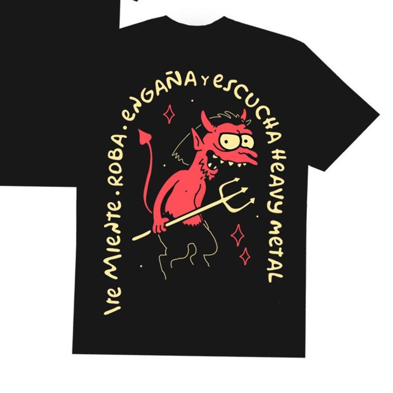 Fashion devil letter print loose regular T-shirt - Naughty Clothes Men Hoodie, Sweatshirt | HypeCrazeTee.com