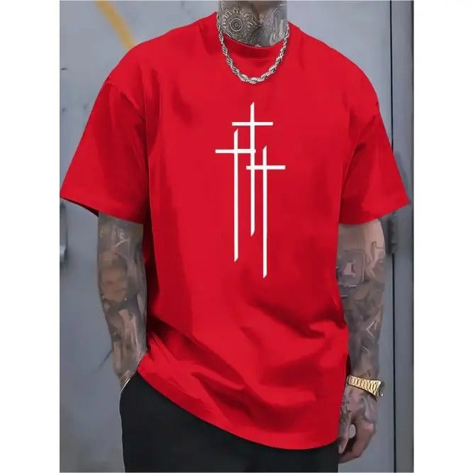 [Fast Arrival] Soft Cotton Cross Print Men's Short Sleeve Round Neck Casual Summer T-shirtMade in USA T-Shirts, Hoodie,...