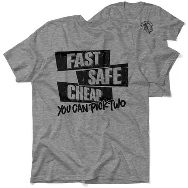 Fast Safe Cheap - Safety Yellow T-Shirt, Adult Humor Shirt, Funny Shirt, Dark Humor Shirt, For Gift. Crewneck Cotton...