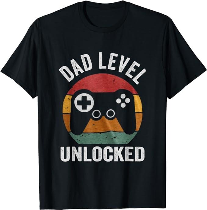 Father's Day T-Shirt, Gifts For Dad, Funny New Dad Shirt Dad Level Unlocked day Tee Shirt Gaming T-Shirt Menswear Top...