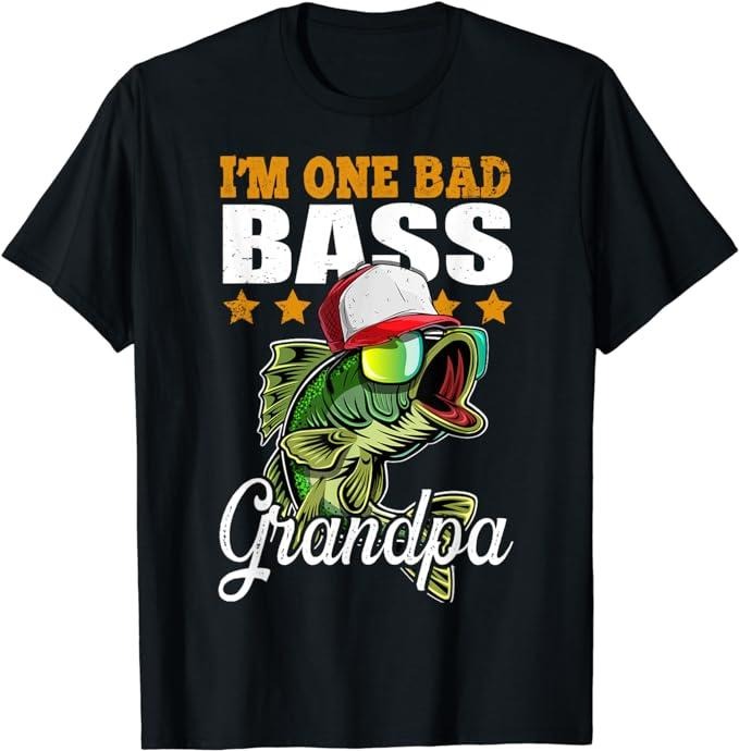 Father's Day T-Shirt, Gifts For Dad, I'm One Bad Bass Grandpa Bass Fishing Father's Day Gift T-Shirt Menswear Top...