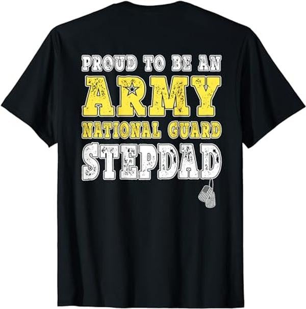 Father's Day T-Shirt, Gifts For Stepdad, Proud To Be An Army National Guard Stepdad Military Step-Dad T-Shirt Menswear...