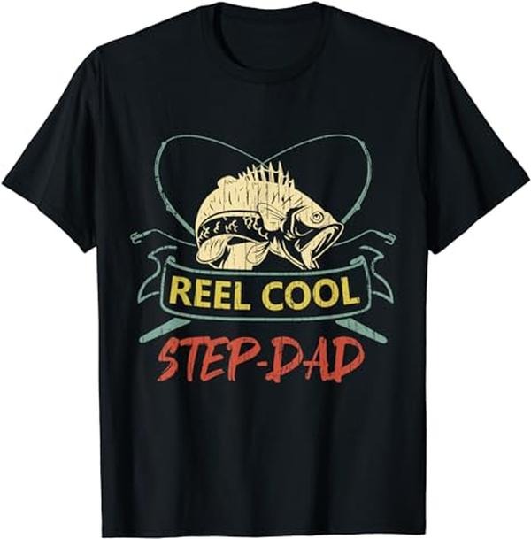 Father's Day T-Shirt, Gifts For Stepdad, Reel Cool Step-Dad Shirt For Father's Day T-Shirt Menswear Fashion Casual Cotton...
