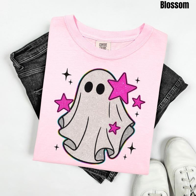 Faux Glitter Ghost Comfort Colors T-Shirt 'NLB' Hoodie, Sweatshirt | HypeCrazeTee.com