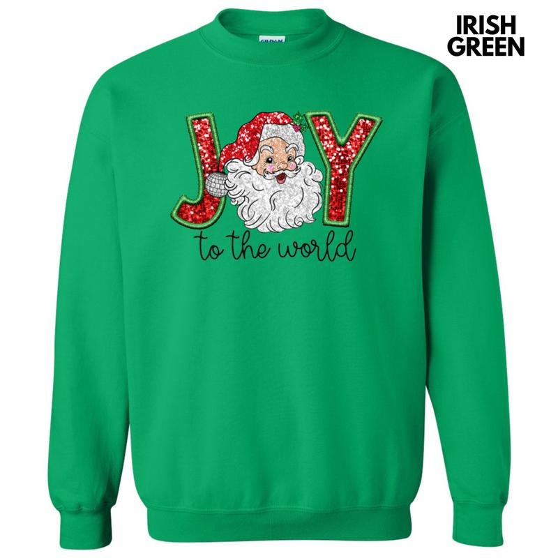 Faux Sequin Joy To The World Sweatshirt T-Shirts, Hoodie | HypeCrazeTee.com