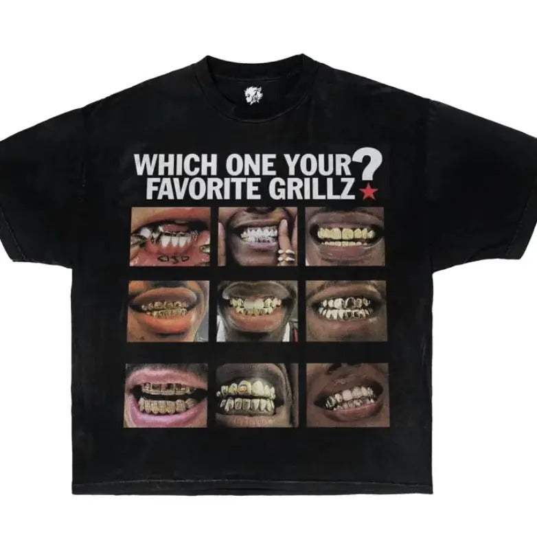 Favorite Grillz ? Garment-Dyed Boxy Tee Black Shirt Hoodie, Sweatshirt | HypeCrazeTee.com