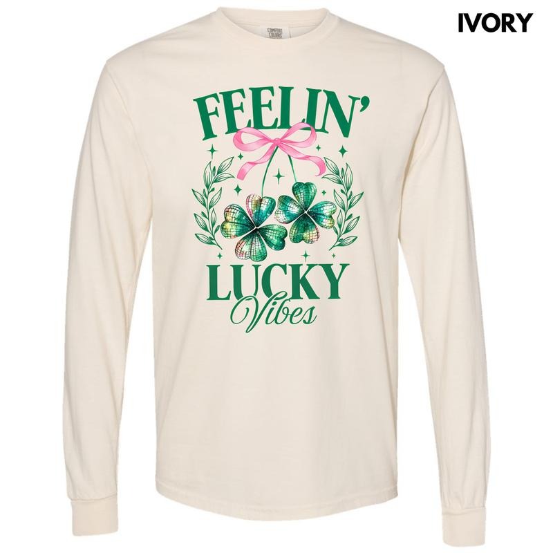 Feelin Lucky Vibes Long Sleeve Comfort Colors T-Shirt 'NLB' Hoodie, Sweatshirt | HypeCrazeTee.com
