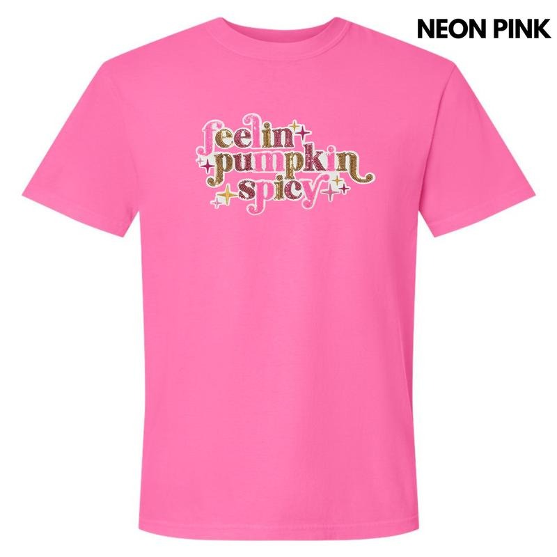 Feelin Pumpkin Spicy Sequin Patch Comfort Colors T-Shirts, Hoodie, Sweatshirt