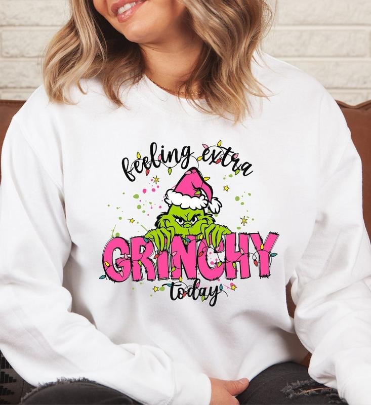 Feeling Extra Grinchy Today Christmas Sweatshirt, Grinch Sweatshirt, Christmas Gift, Funny Grinch Sweatshirt, Grinchmas...