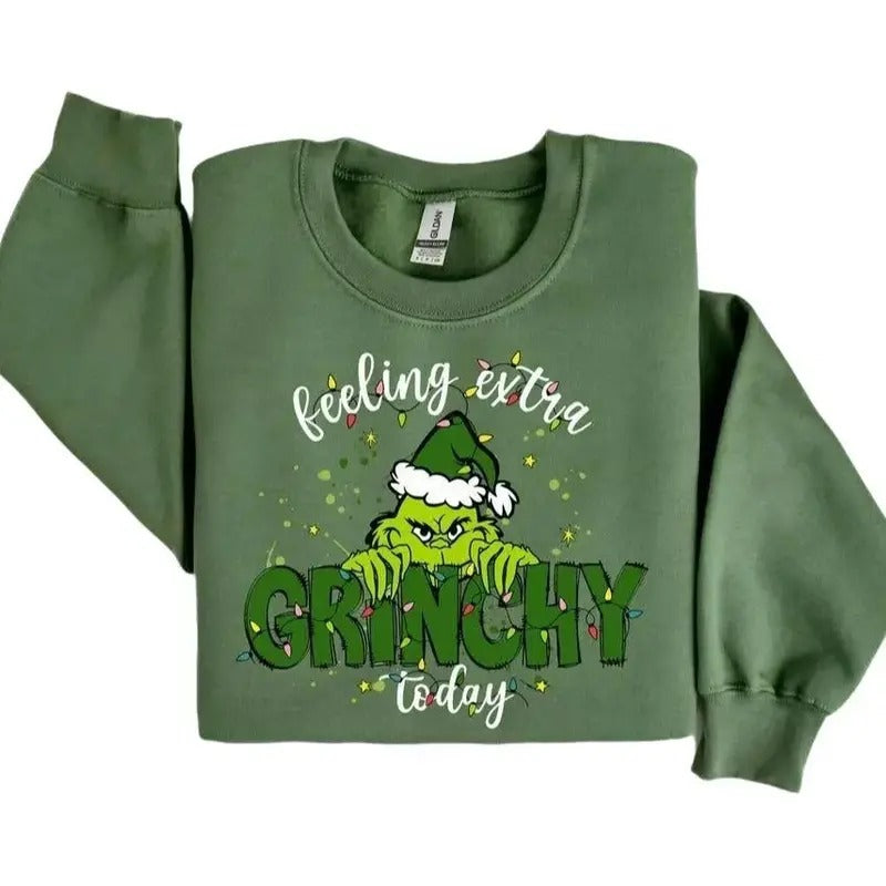 Feeling Extra Grinchyyy Today Christmas Sweatshirt, Funny Grinchh Shirt, Grinchh Sweatshirt, Grinchhmas Sweatshirt,...