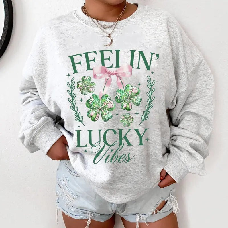 Feeling Lucky Coquette St Patrick'S Day Coquette Bow St Patty Shirt Lucky Charm Shirt St Patrick Bow T-Shirts, Hoodie, Sweatshirt