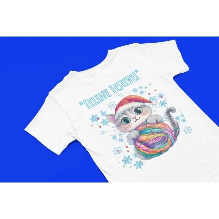 Feline Festive Christmas Cat T shirt, Quirky cat themed Christmas apparel, Funny cat Hoodie, Festive season holiday gift...