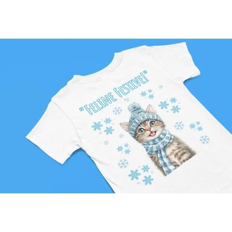 Feline Festive Christmas Cat T shirt, Quirky cat themed Christmas apparel, Funny cat Hoodie, Festive season holiday gift...
