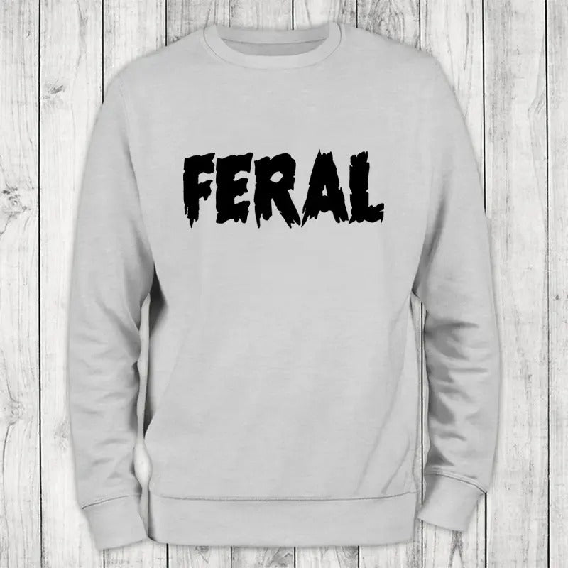 Feral Black Print Sweatshirt Classic Womenswear T-Shirts, Hoodie | HypeCrazeTee.com