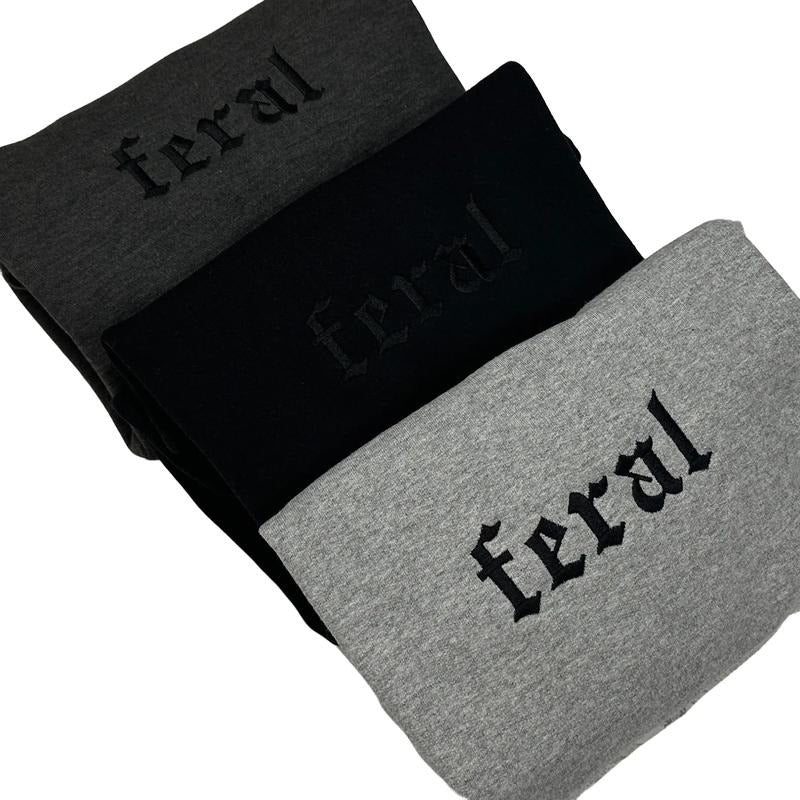 Feral Embroidered Crewneck Unisex Sweatshirt Casual Clothing Embroidery Long Sleeves T-Shirts, Hoodie | HypeCrazeTee.com