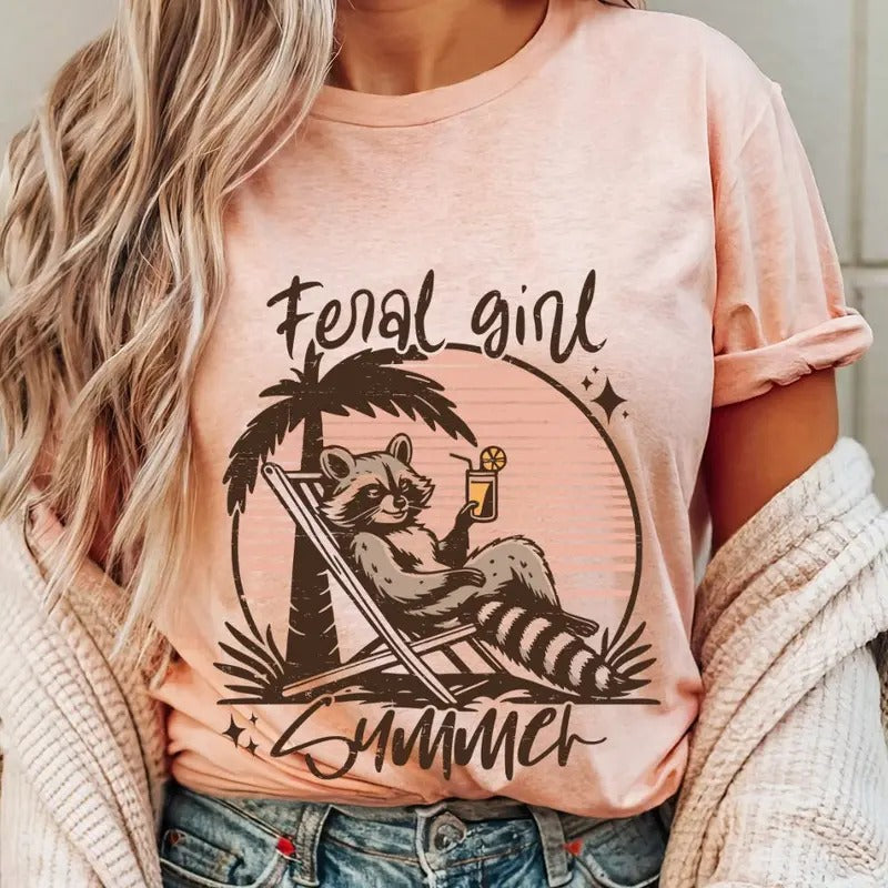 Feral Girl Summer Unisex Bella Canvas Jersey Shirt Sleeve Tshirt Funny Tee Shirt Gift Ideas Hot Girl Summer Humor Hoodie,...