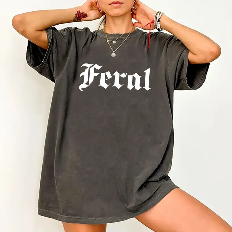 Feral Women Shirt, In My Feral Era Graphic Tee Women, Feral Human Printed T-shirt, Feral Girl Tee, Funny T-shirt For...